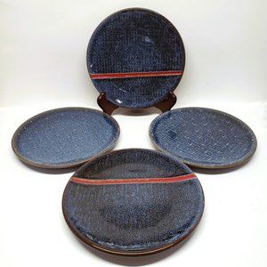 Levi’s x Target Appetizer Plates Blue Denim Stoneware Red Stripe Set Lot x4